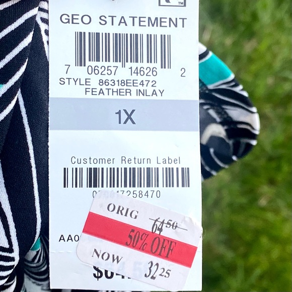 JM Collection Geo Statement Asymmetrical Plus Size Top - Picture 14 of 16